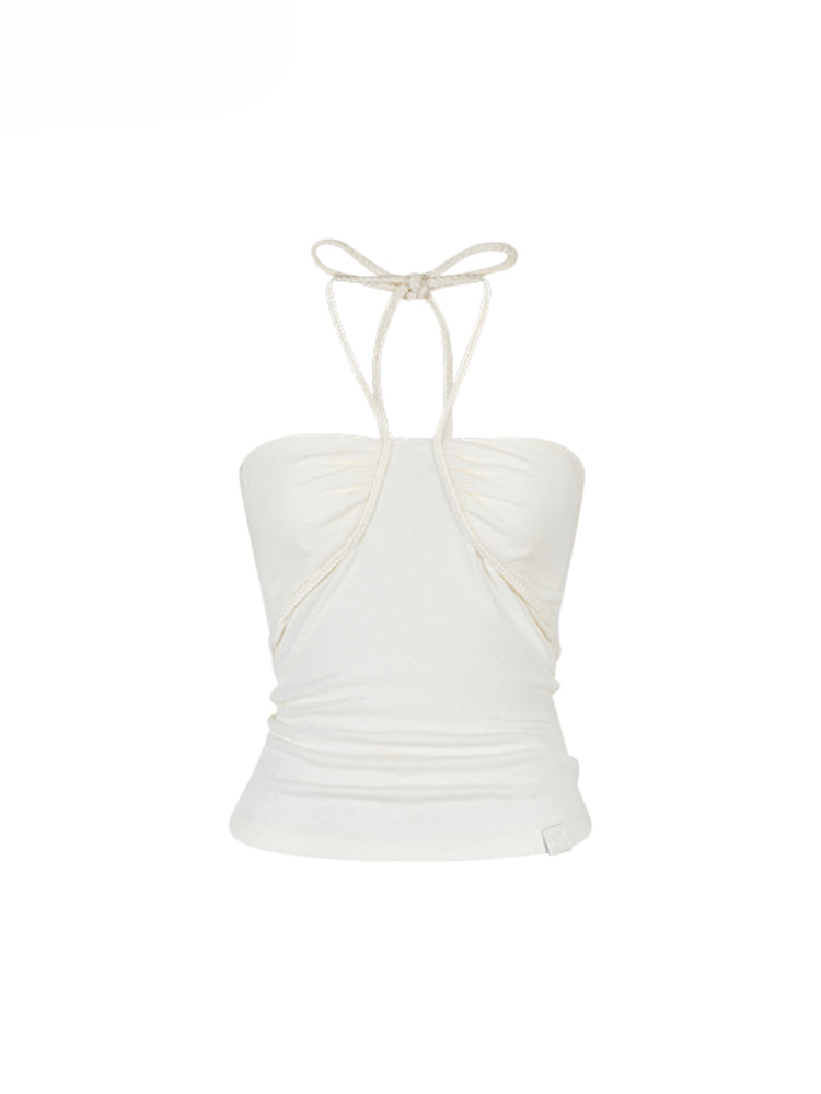 Pleated Rope-Hanging Fitted Bandeau