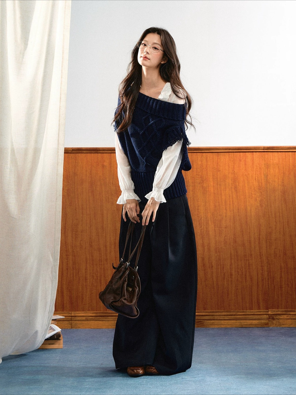 Asymmetric Ribbed Knit Vest