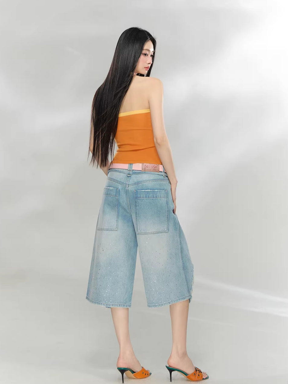 Rhinestone Cropped Jeans