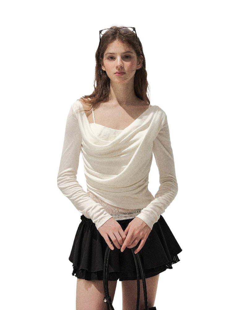 Tencel-Wool One-Shoulder Top