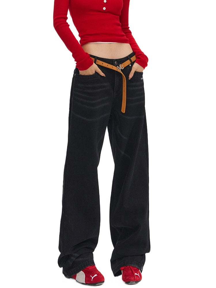 Vintage Low-Waist Loose Straight-Leg Pants