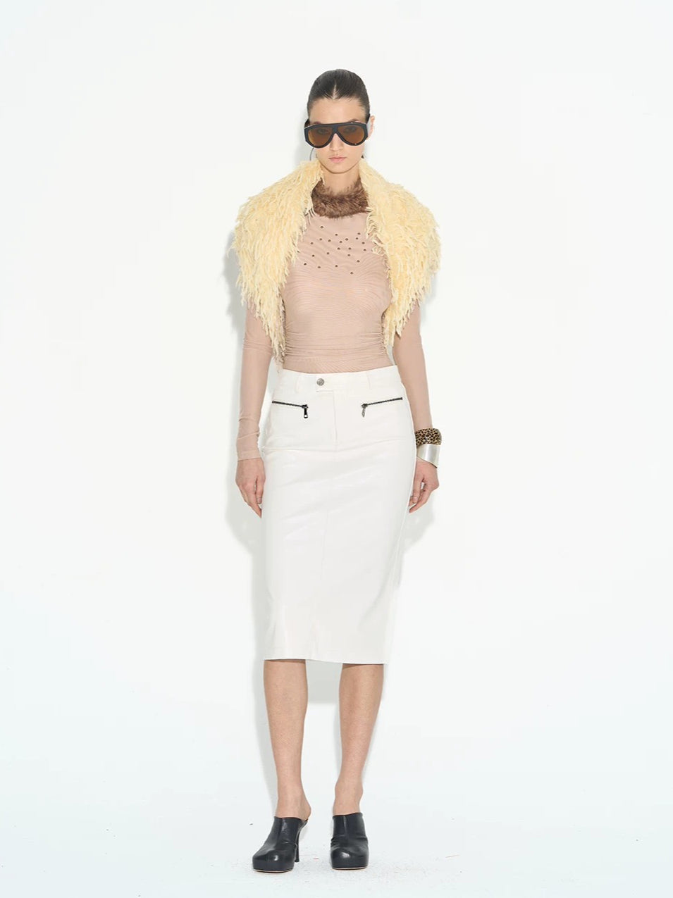 Rhinestone Mesh Turtleneck Top