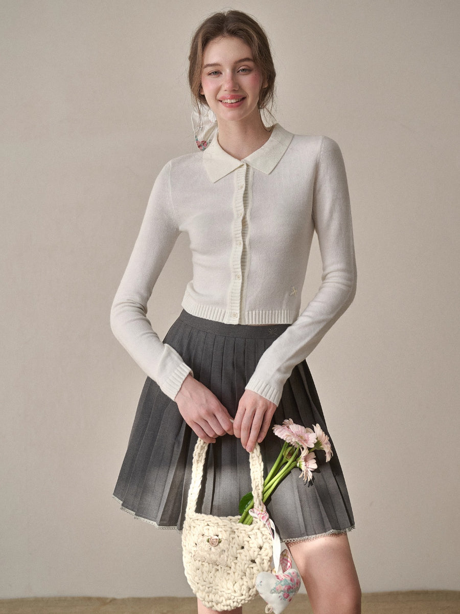 Mist-Grey Pleated Skirt