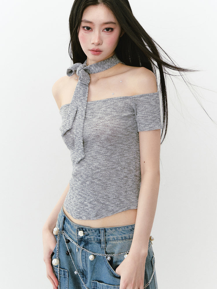 Reversible Strap Thin Knit Bustier Vest