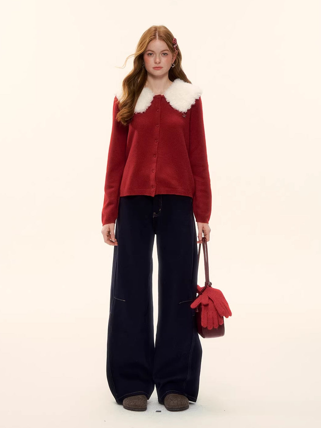 Red Belt Curved Jeans