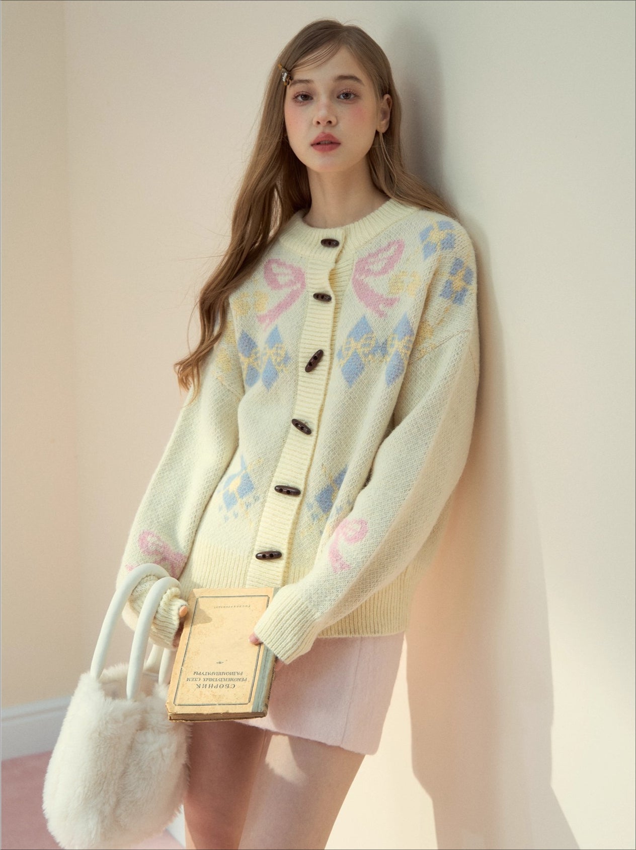 Fair Isle Wool Blend Toggle Buttons Sweater