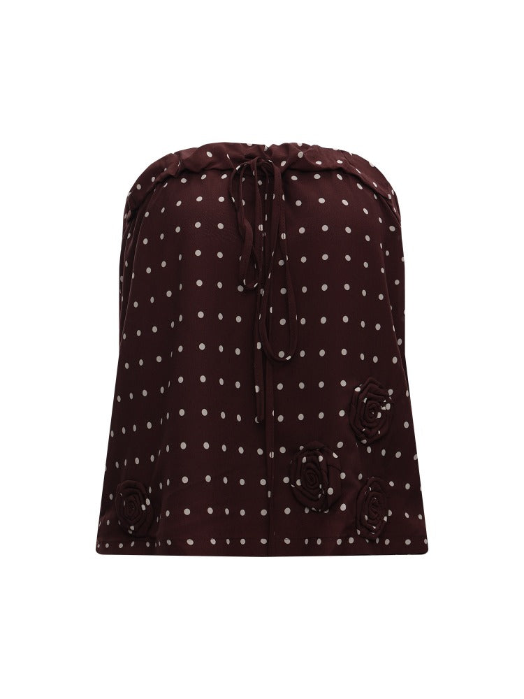 Polka Dot Tie Bandeau Top