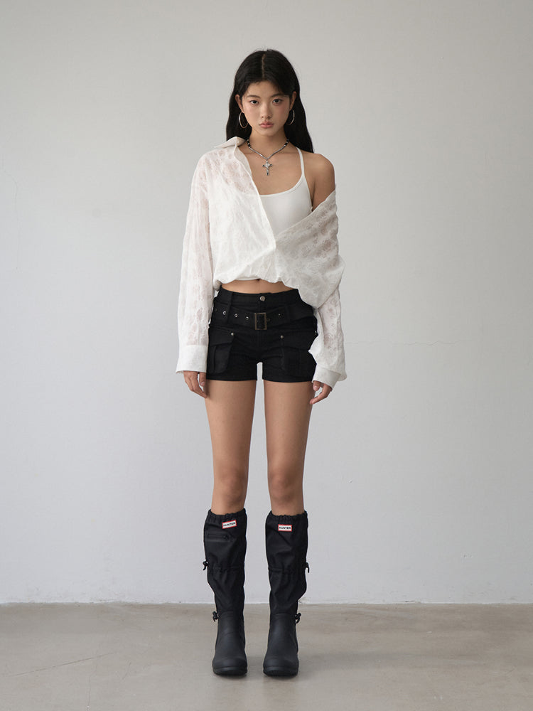 Two-piece Look Checked Long-sleeve Shirt