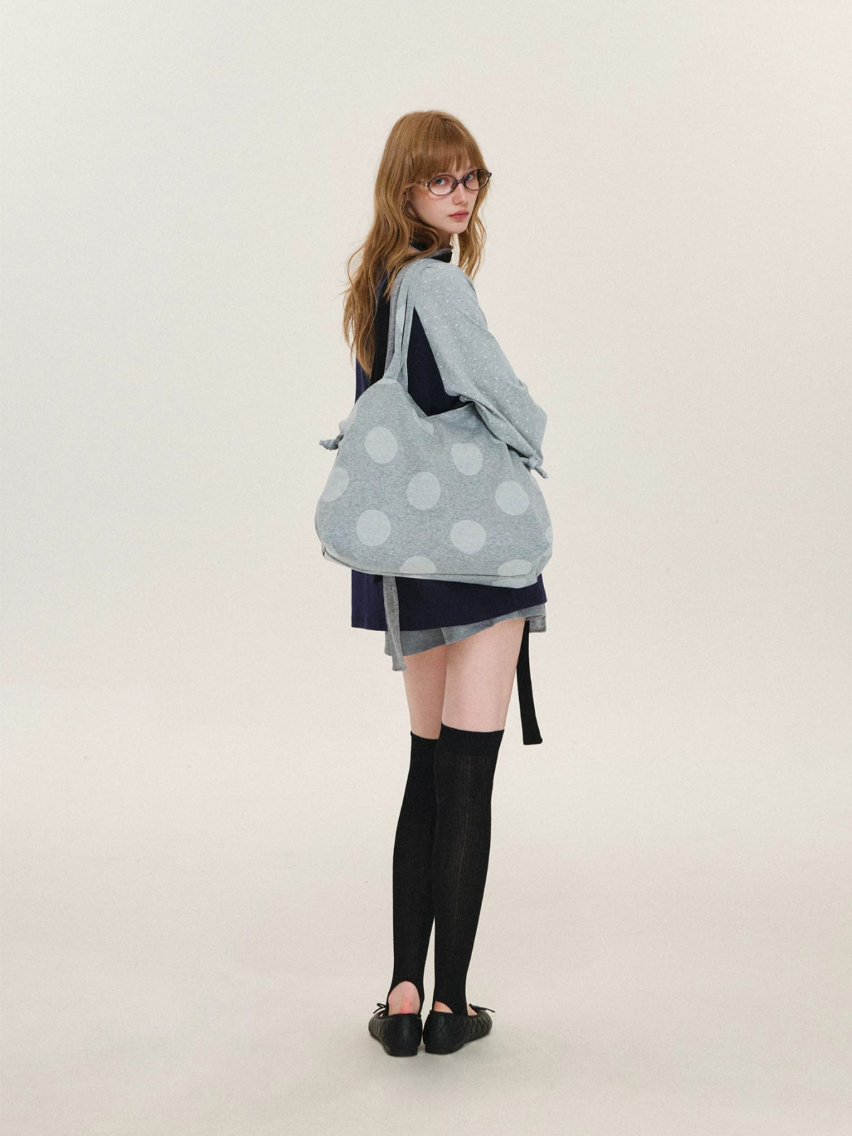 Polka Dot Drawstring Shoulder Tote