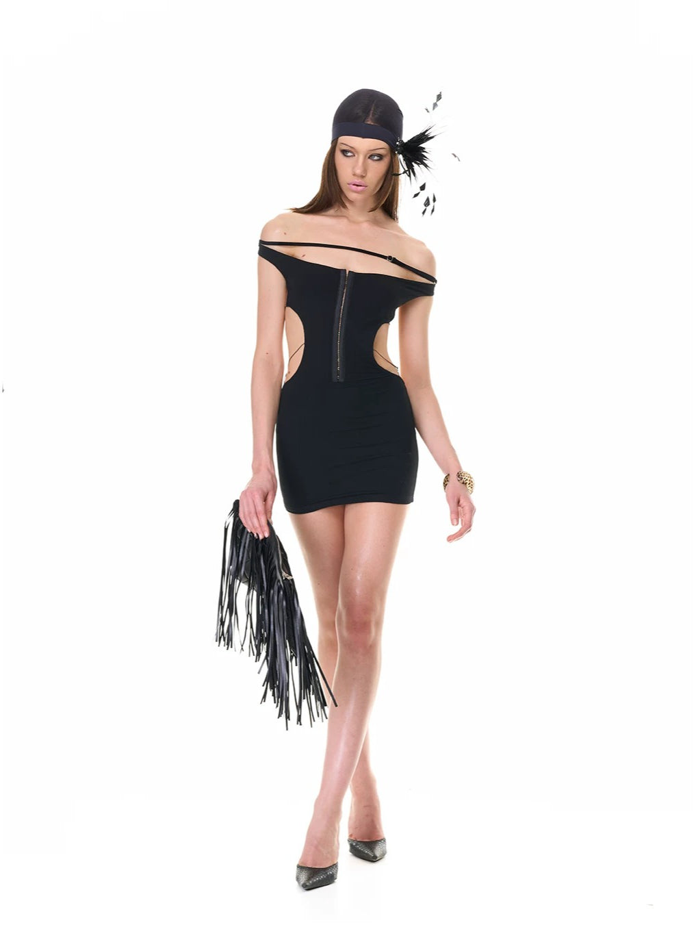 Black Lace-Up Halter Knit Dress