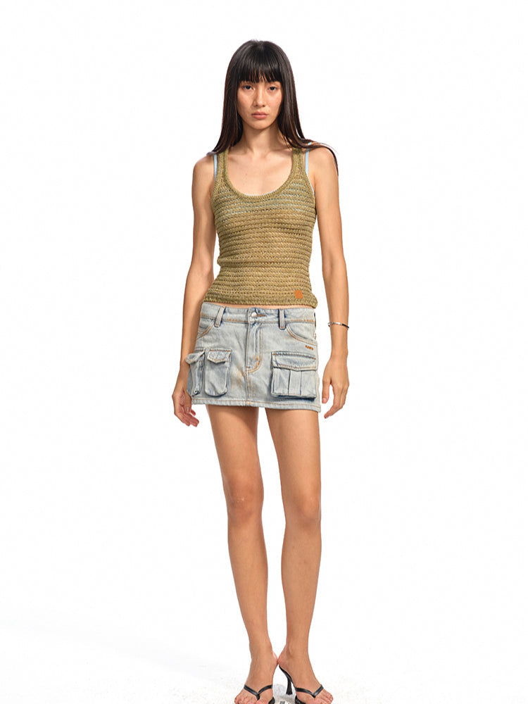 Knitted Hollow -Out Sling Vest