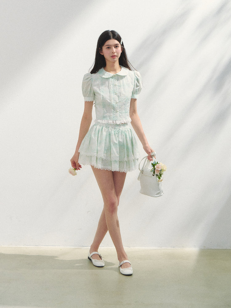 White Cotton Embroidered Shirt & Skirt Set