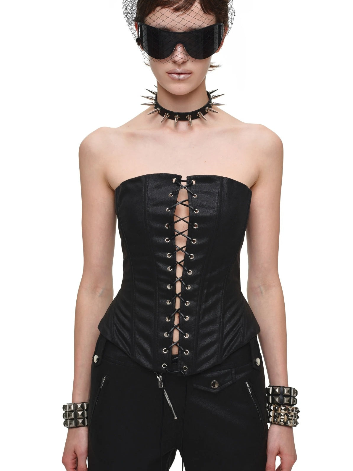 Washed Leather Corset Top