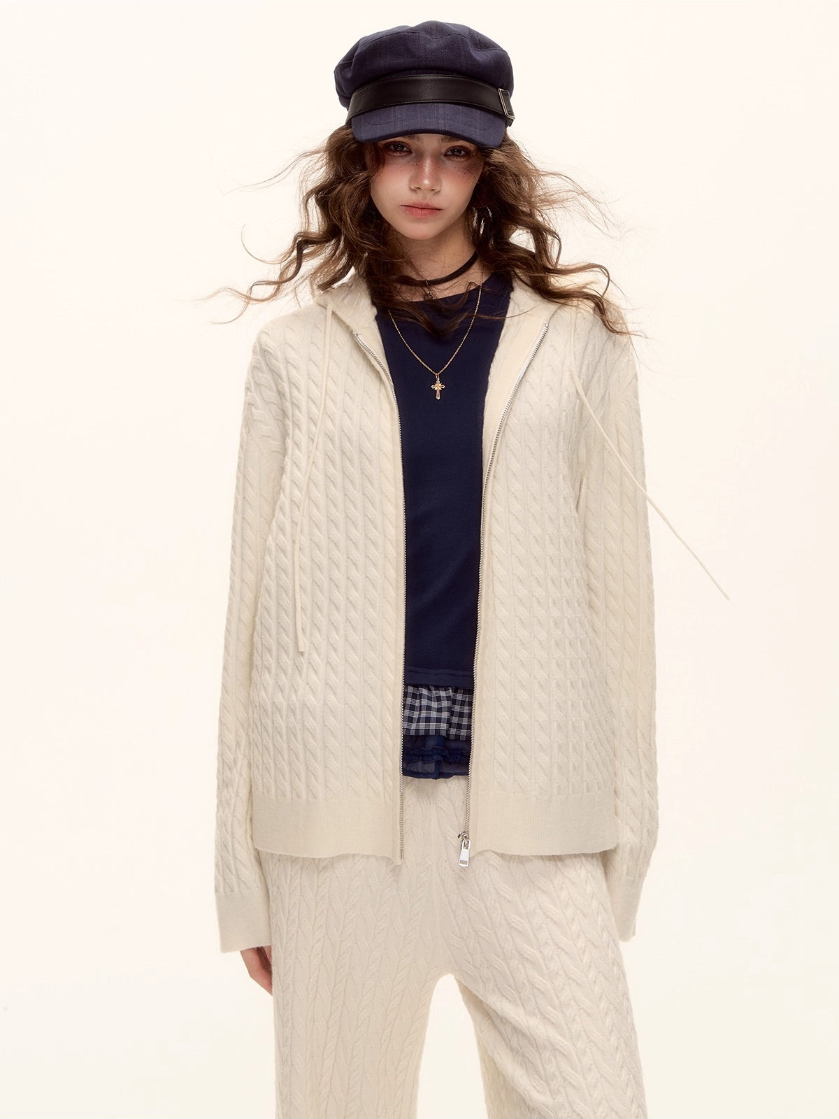 Cable Zip Hoodie Pants Set