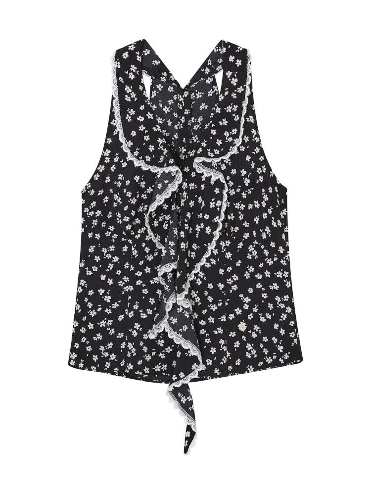 V-Neck Lace Halter Vest