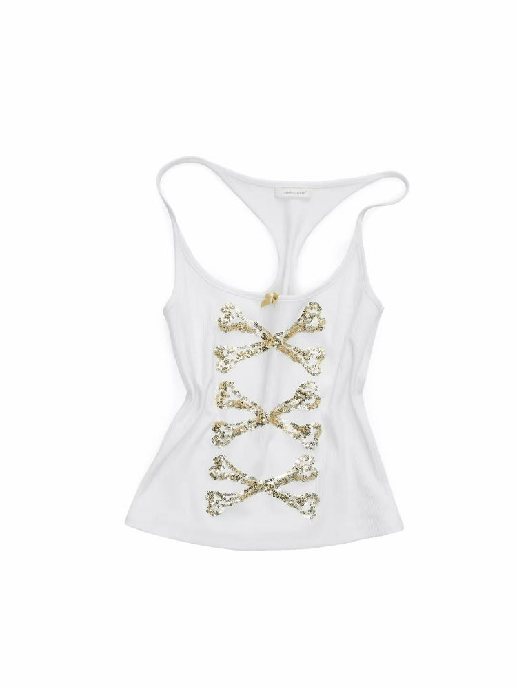 Sequin Bone U-Neck Tank Top
