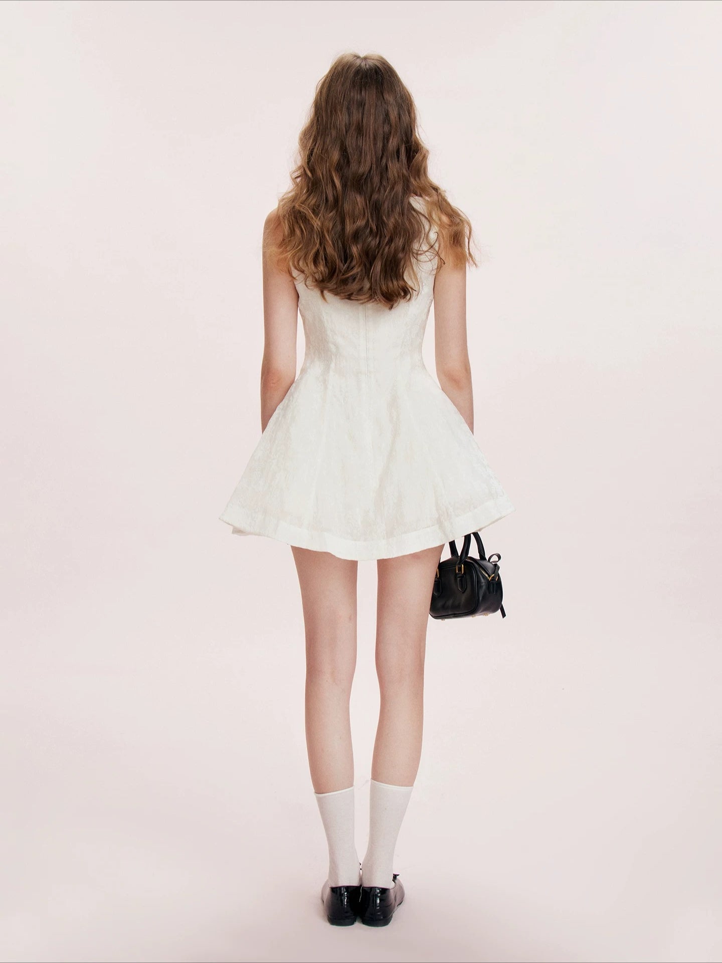Flocked Bow A-Line Dress