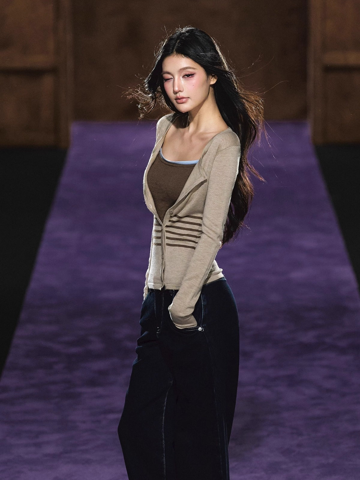 Faux Two-Piece Knit Top