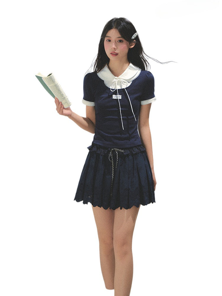 Collar Knitted Short-sleeve T-shirt