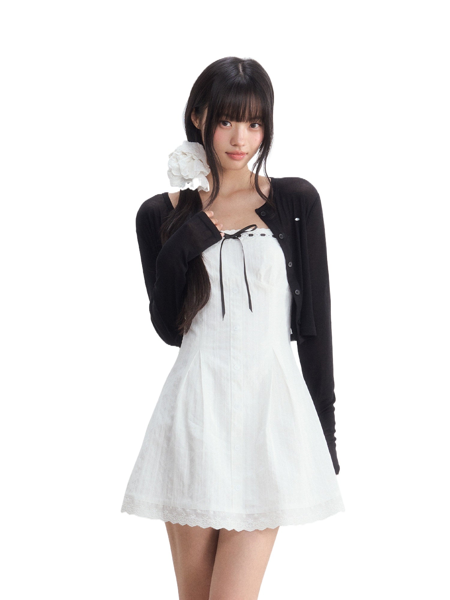 Bow Tube Dress & Cardigan Set