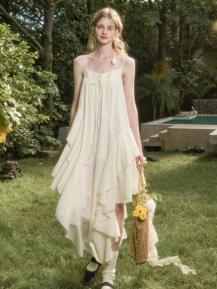 Washed Cotton Irregular Design Slip Dress