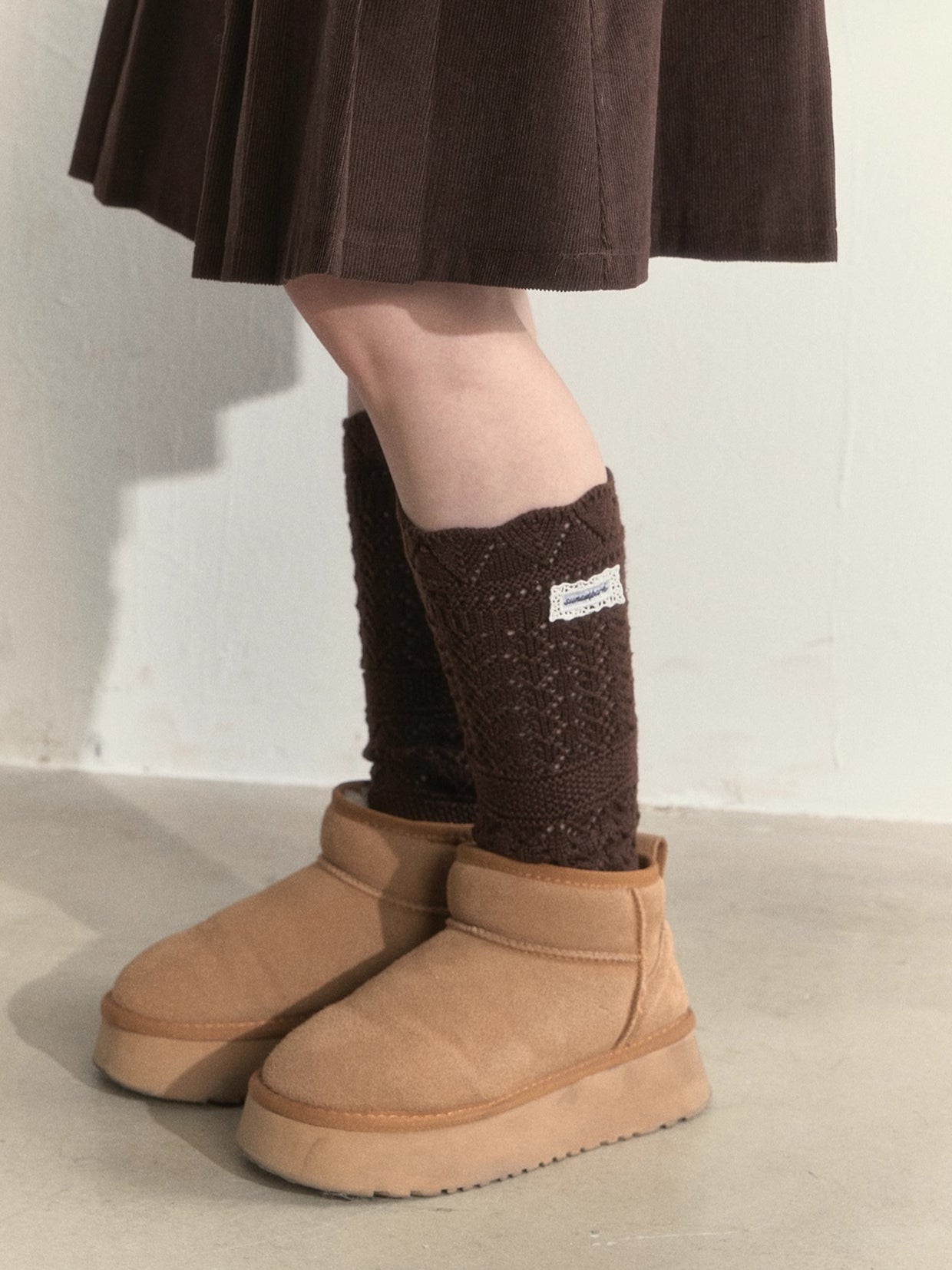 Wool Blend Crochet Mid-Calf Socks