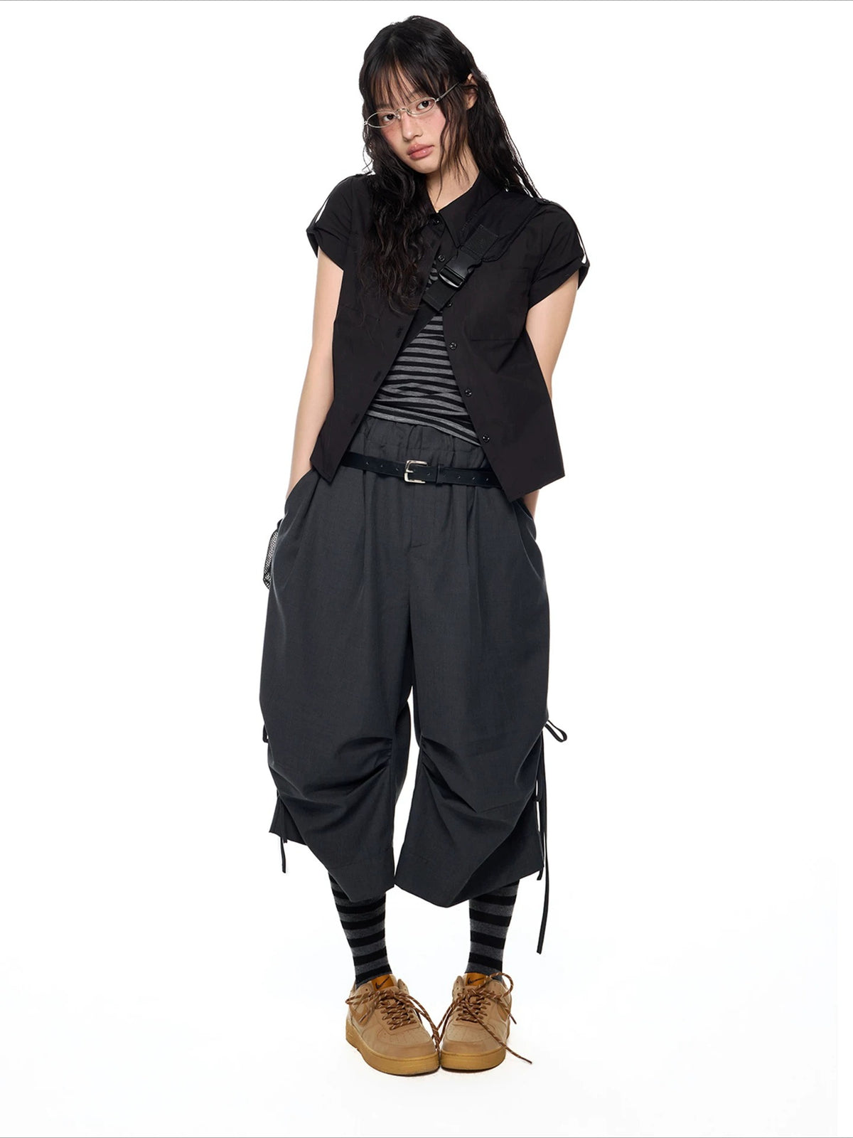 Drawstring Pleated Culottes