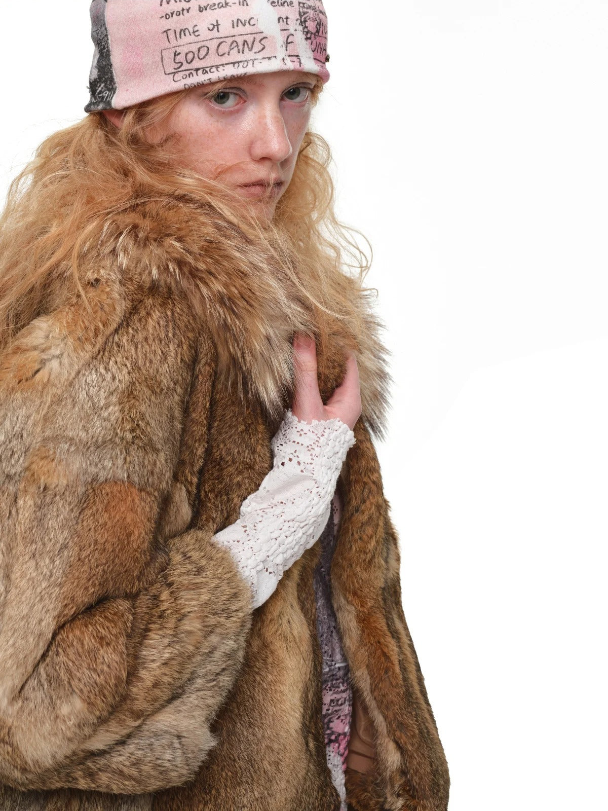 Rabbit Fur Cropped Collar Jacket