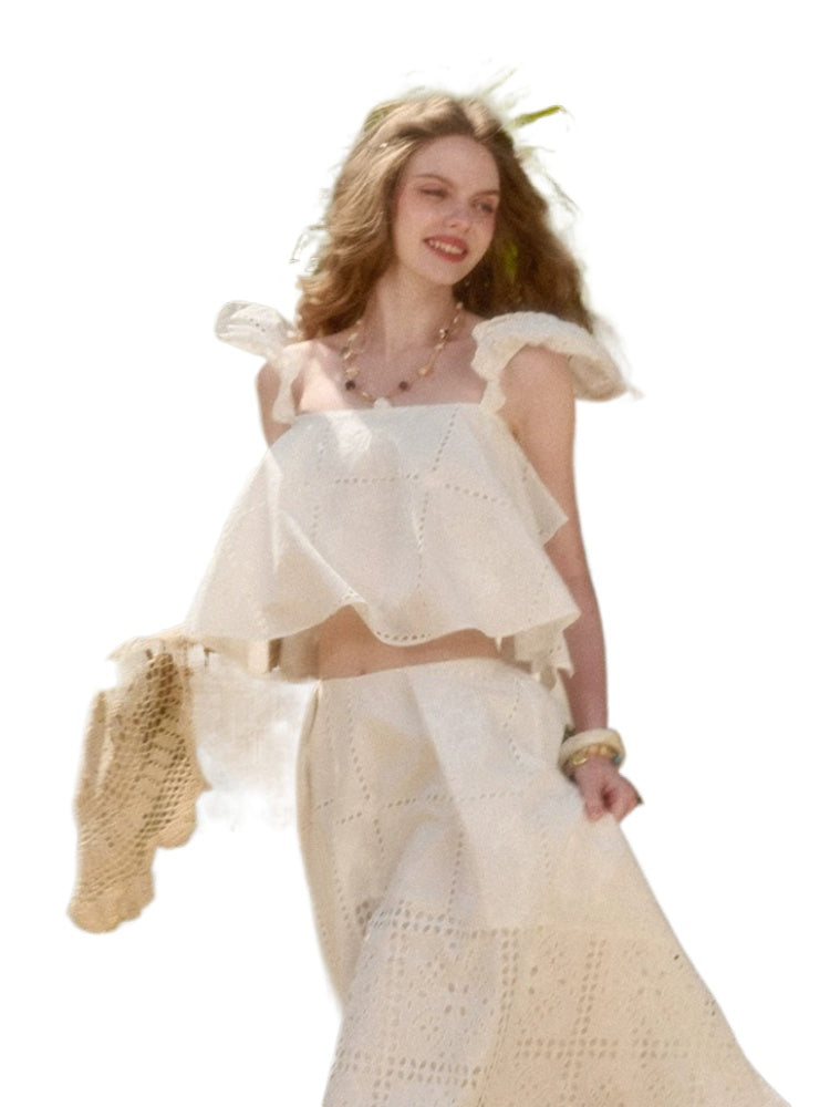 Cotton Embroidered White Set