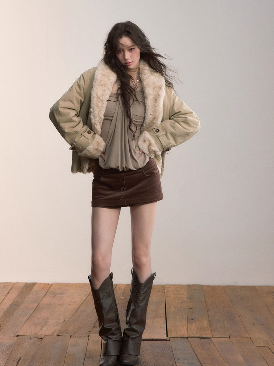Reversible Eco-Faux Fur Toggle Coat