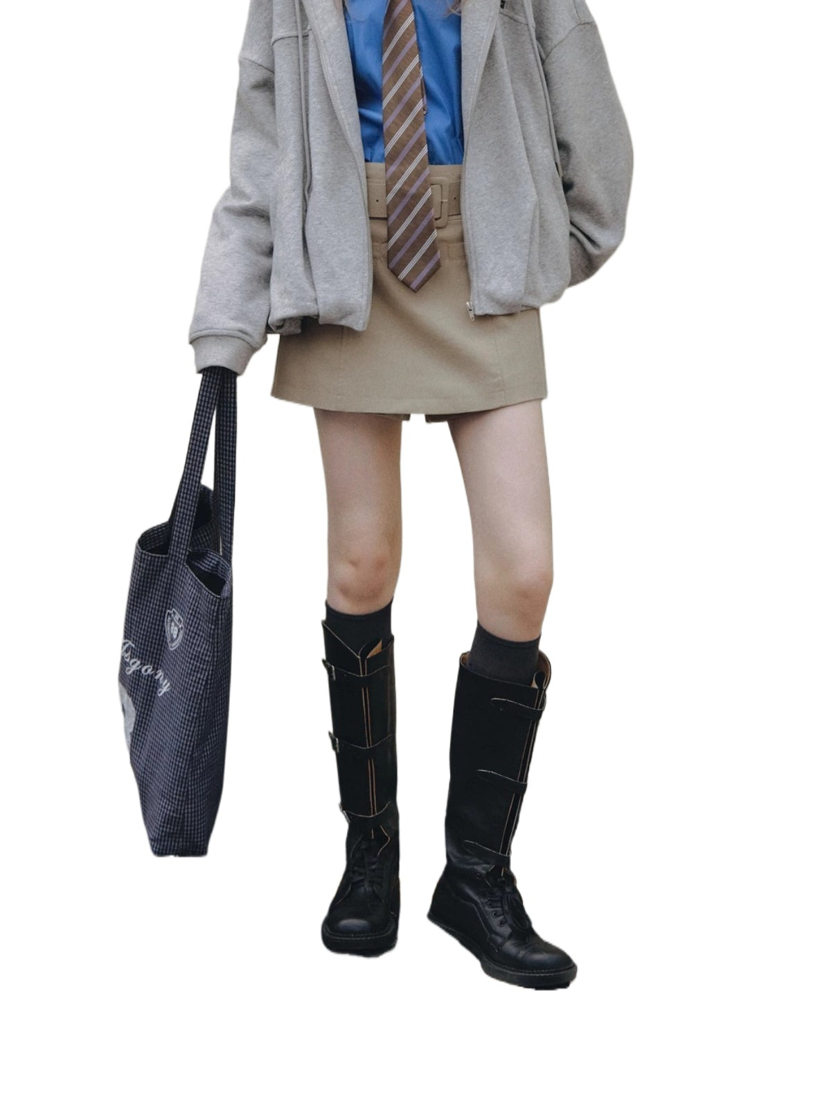 Minimal Belted A-Line Skirt