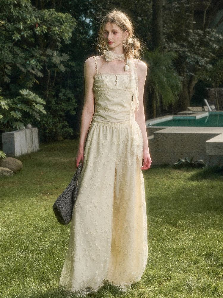 Lace Embroidery Camisole & Pants Set