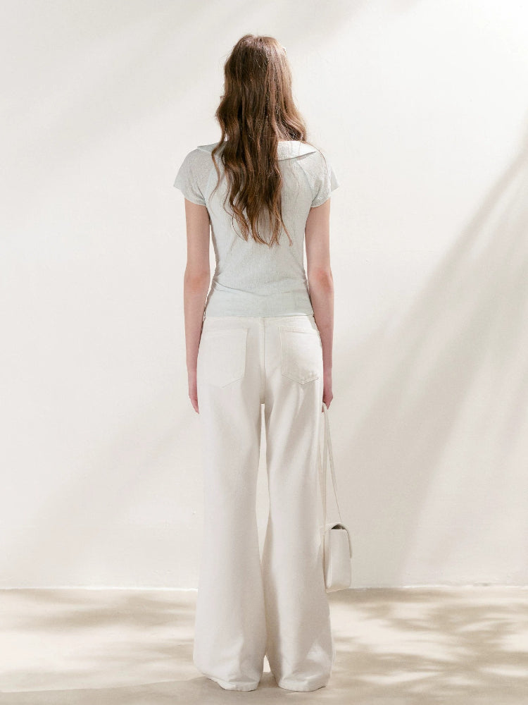 Floral Collar Knit Tee