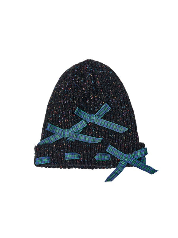 Bowknot Knit Cardigan & Hat & Scarf Set