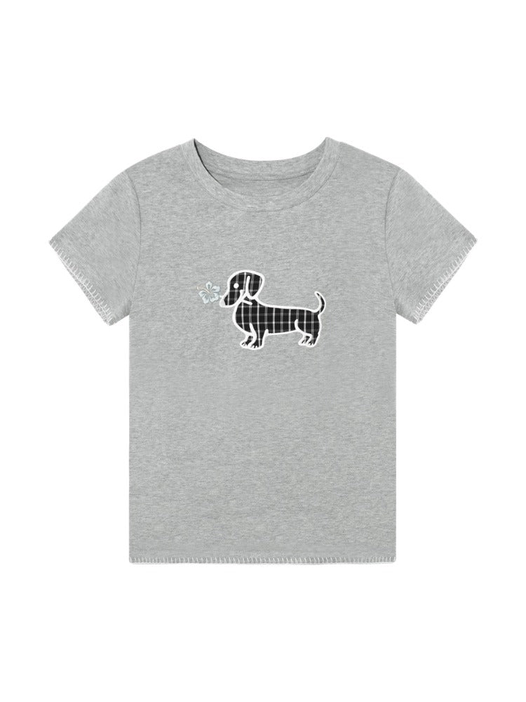 Print Dog Embroidered Tee