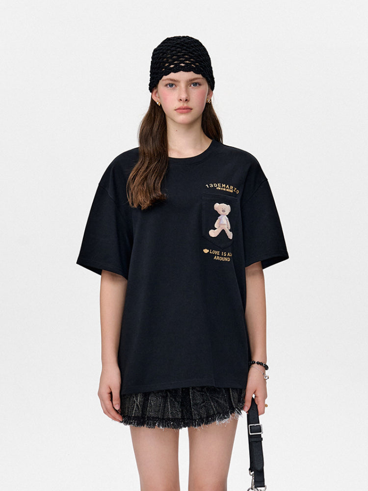 Oil-Painting Style Bear Cotton Short-Sleeve