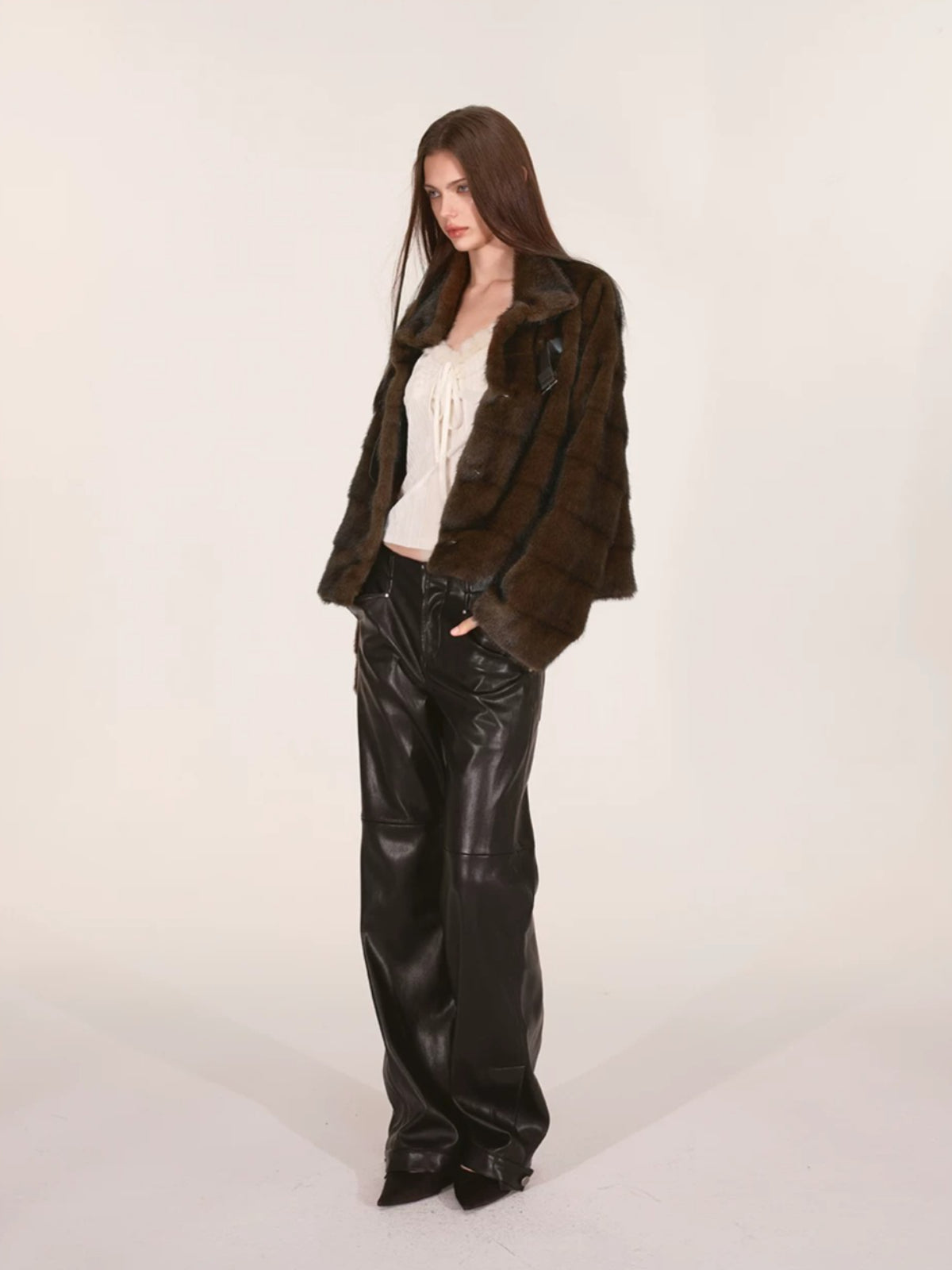 Vintage Faux Mink Fur Buckle Jacket