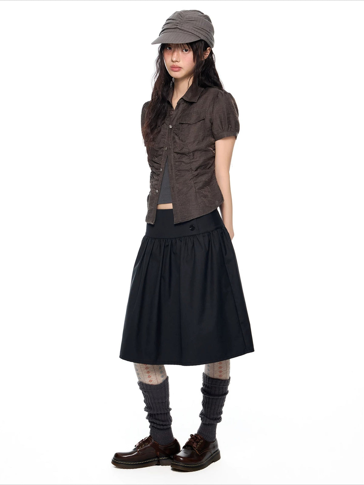 Ruched Puff Sleeve Shirt
