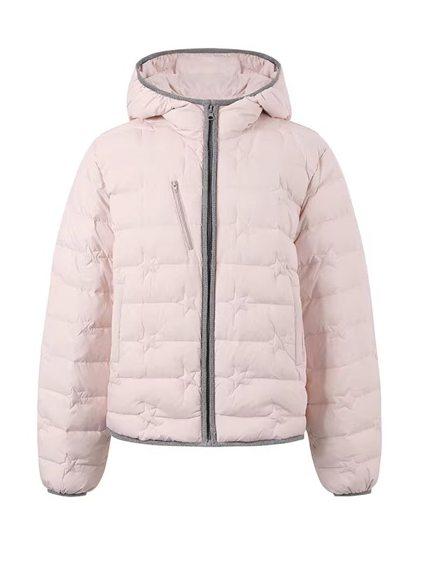 Star Quilted Hooded Down Jacket