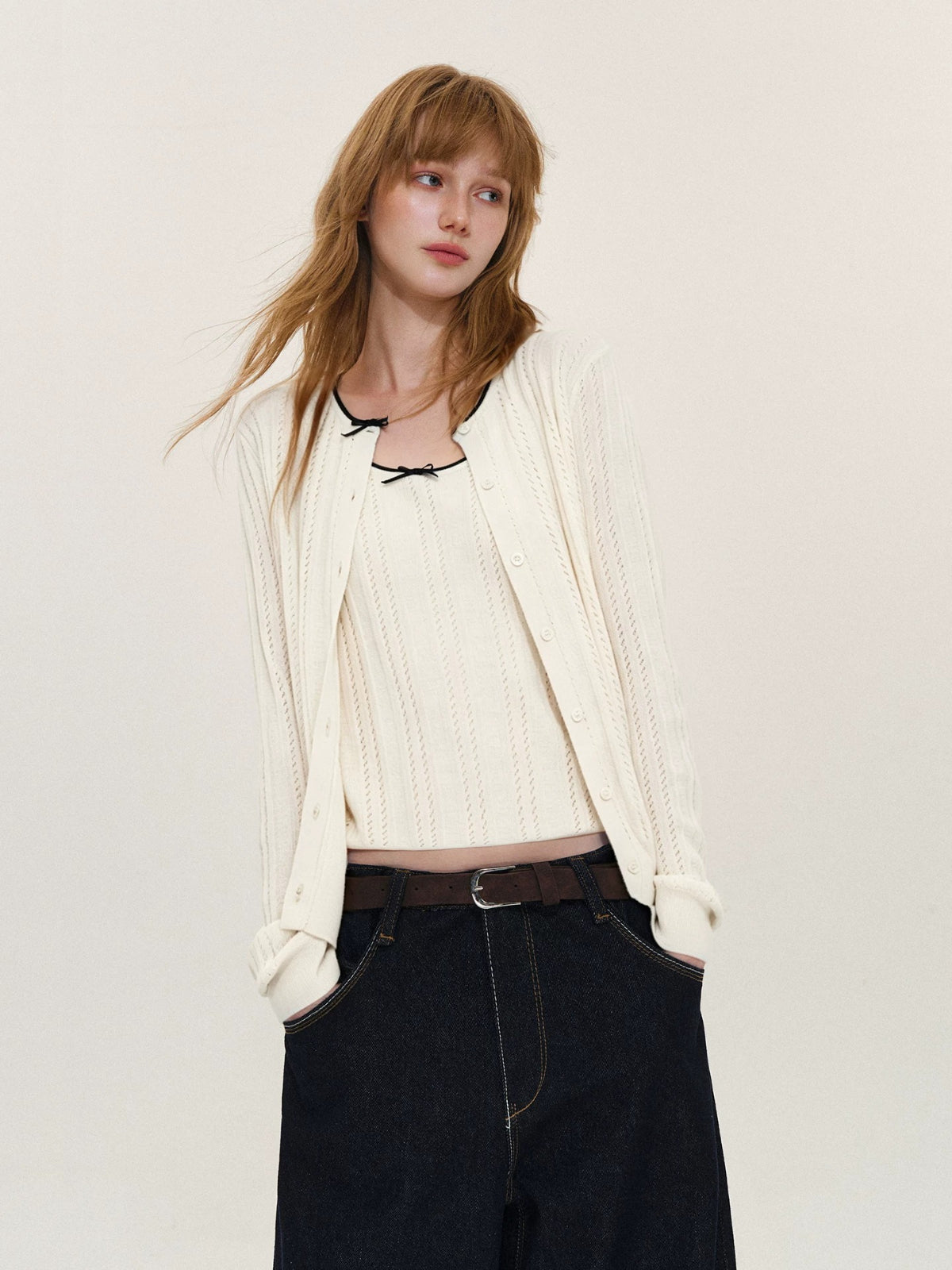 Wool Blend Bow Knit Set