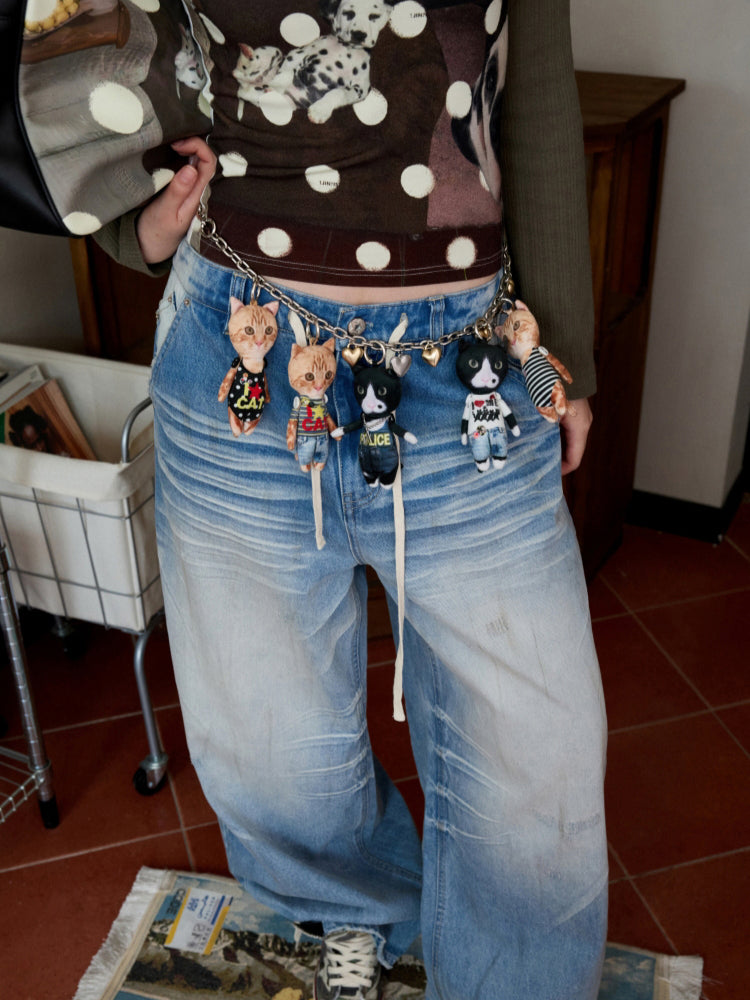 Funny 3D Cat Doll Bag Charm