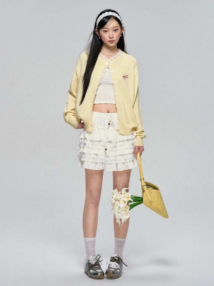 Layered Lace Pearl Trim Ballet Skirt