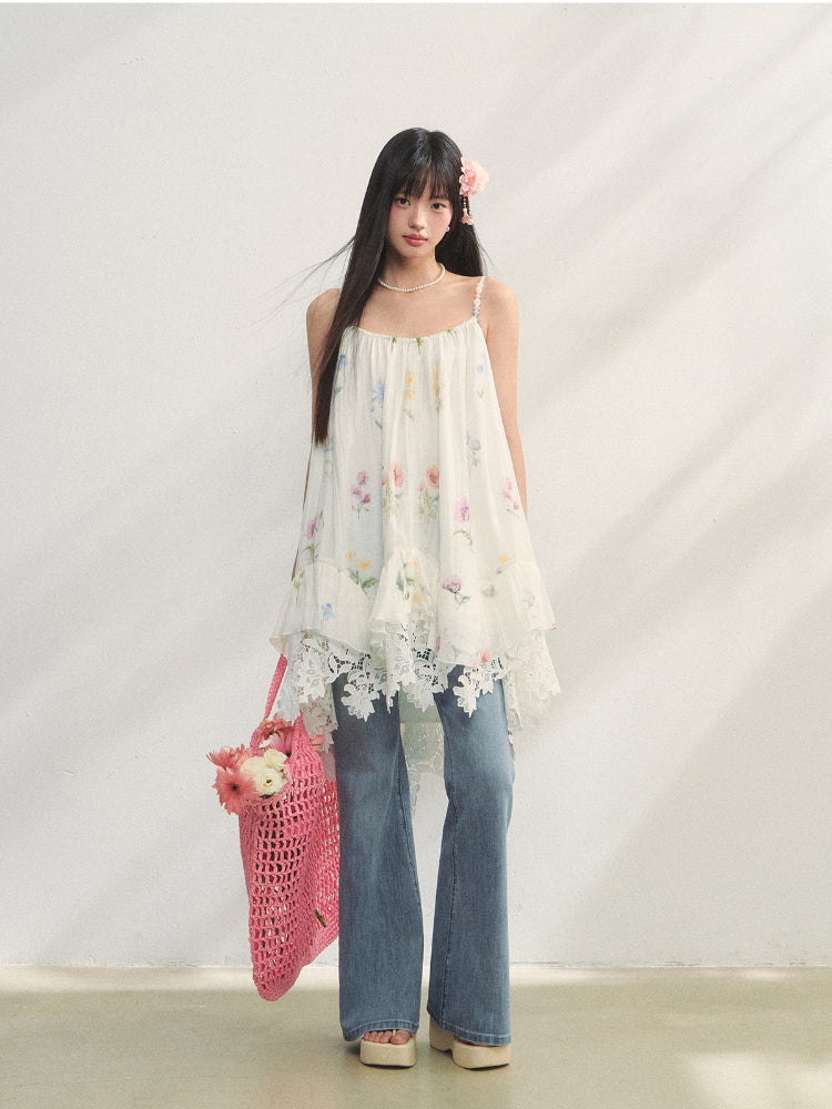 Washed Blue Slim-fit Micro-flare Jeans