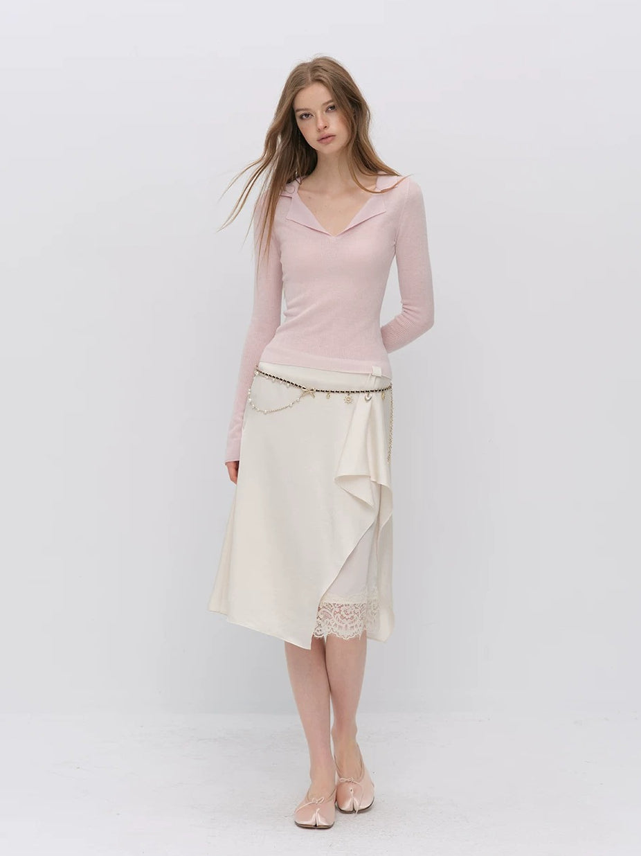 Asymmetric Satin Skirt
