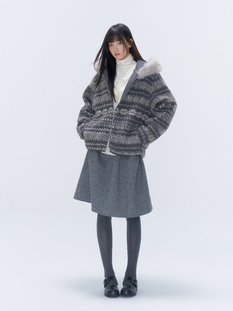 Fair Isle Sherpa Hooded Jacket
