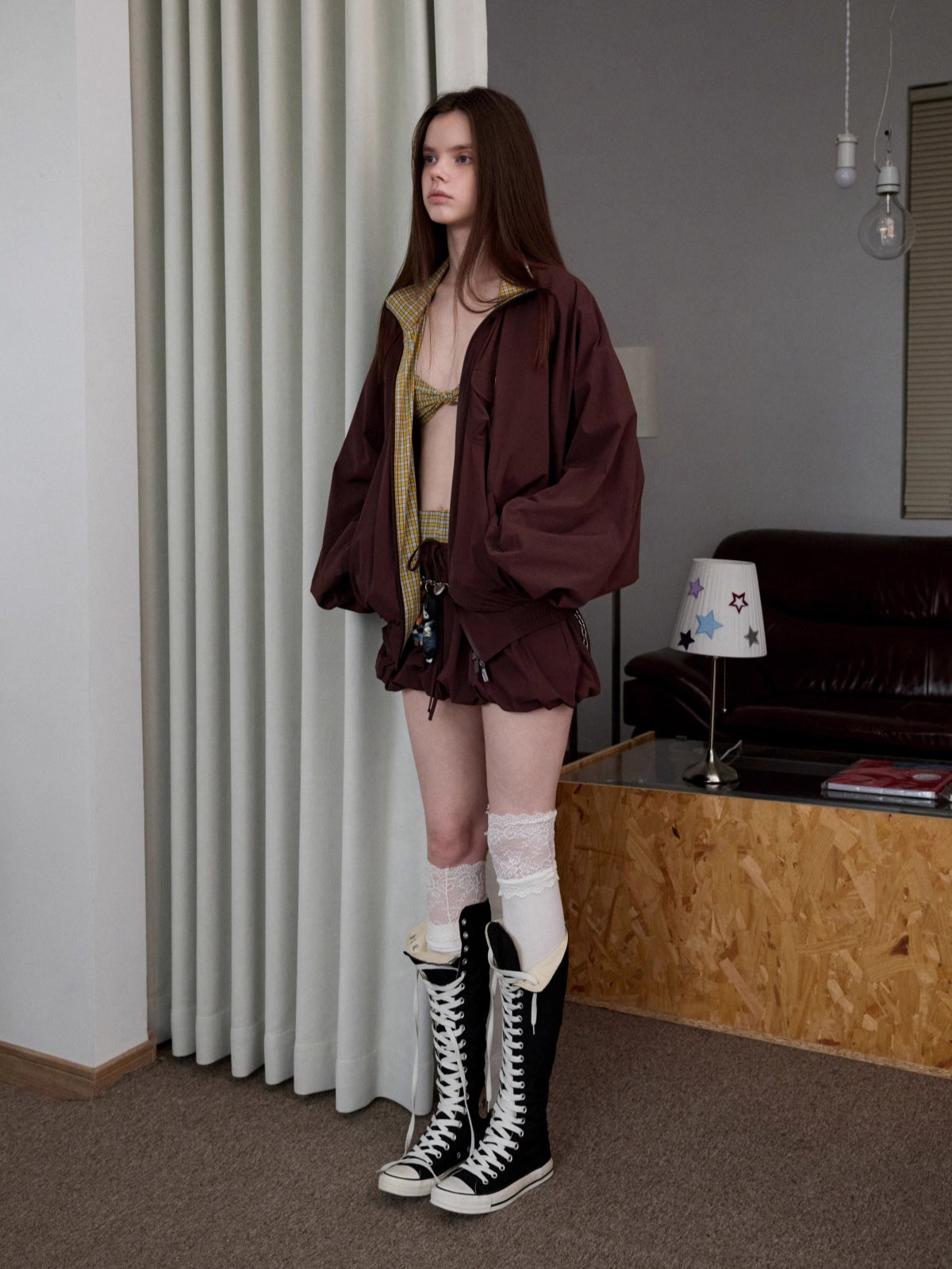 Patchwork Utility Hooded Jacket & Skirt Set