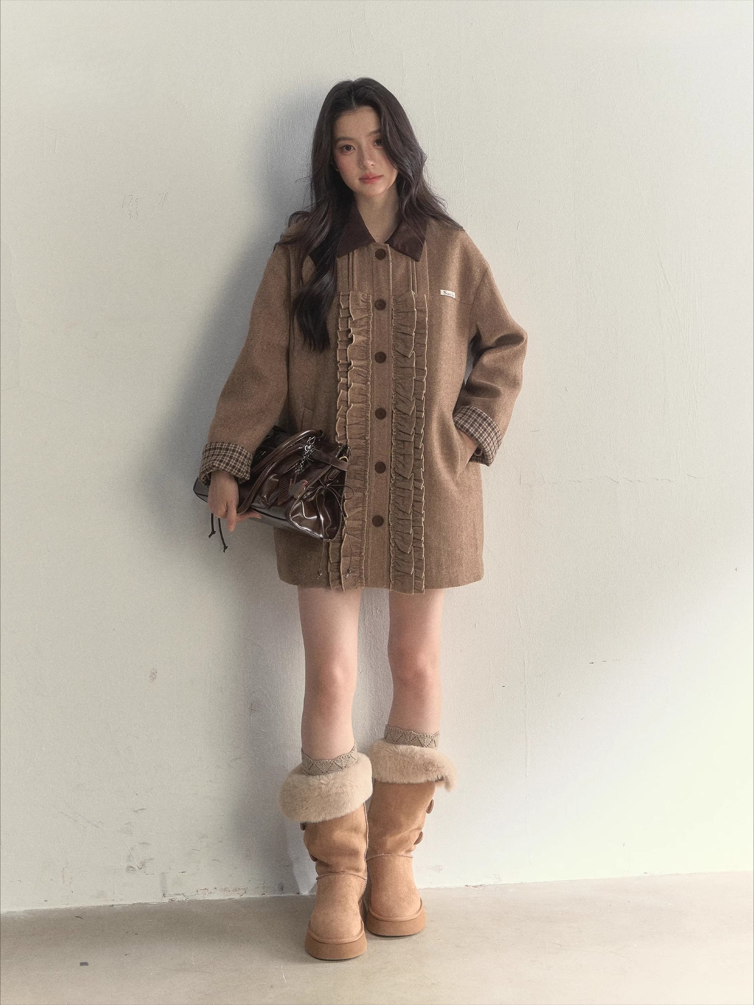 Houndstooth Reversible Jacket Pleated Skirt Set