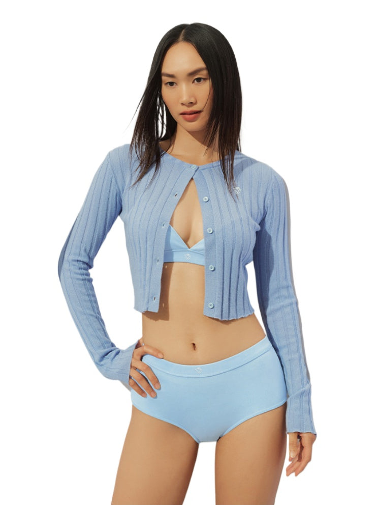 Crew-neck Long-sleeve Knitted Cardigan