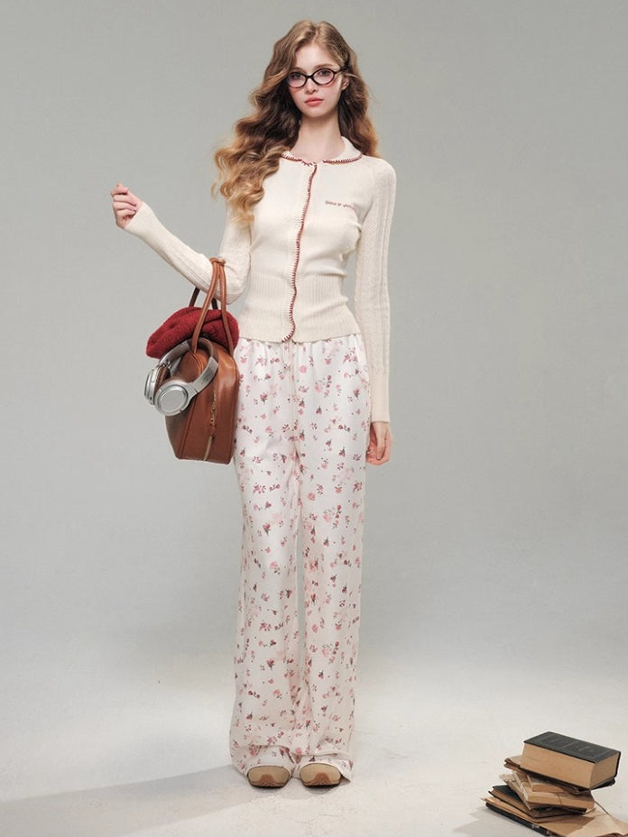 Rose Printed Sweatshirt Set