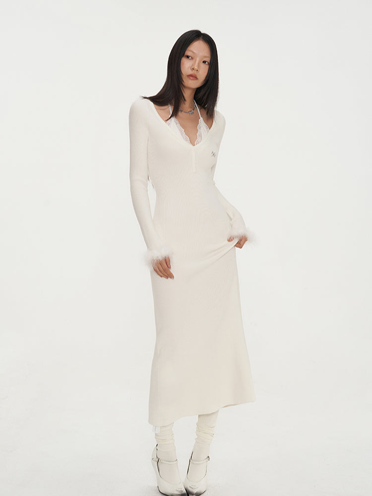 White & Black Mermaid Classic Dress